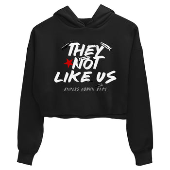 They Not Like Us womens crop tee made to vibe with the Air Jordan 4 White Cement sneakers — the perfect match in Black 2.