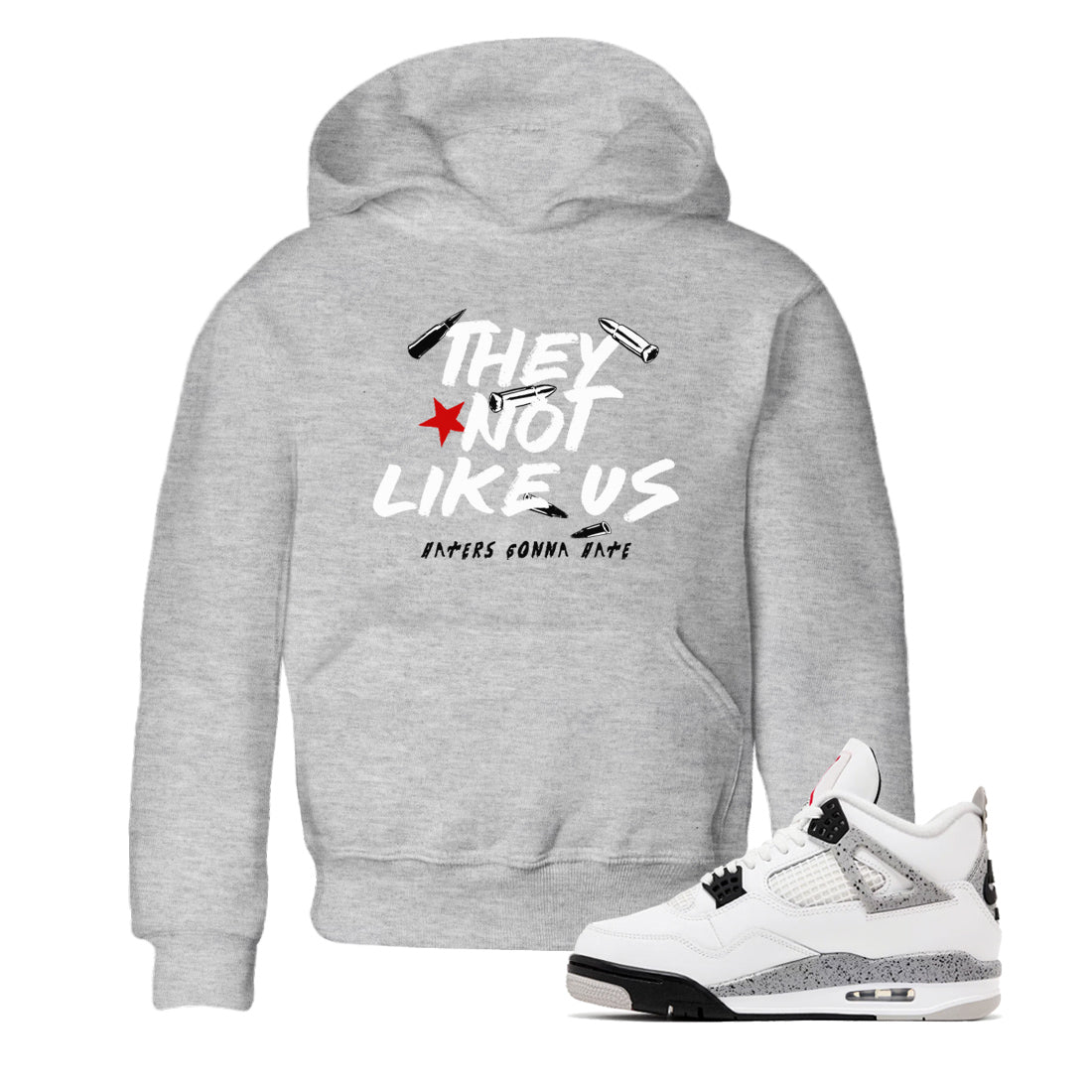They Not Like Us SNRT Sneaker Tees Kids - Air Jordan 4 White Cement