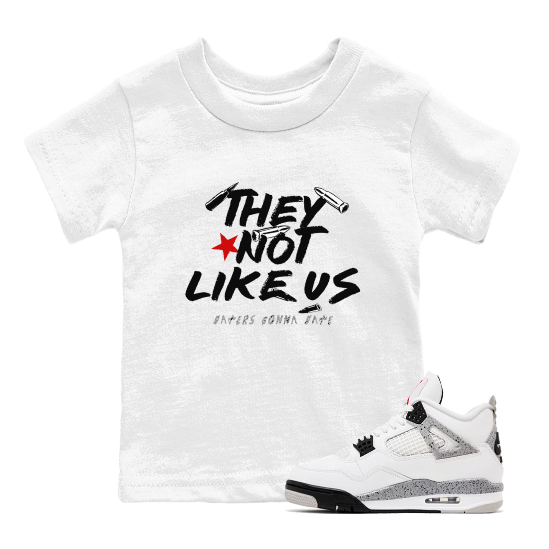 They Not Like Us SNRT Sneaker Tees Kids - Air Jordan 4 White Cement