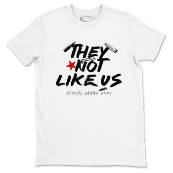 They Not Like Us sneaker match t-shirt styled to complete your fit with the Air Jordan 4 White Cement sneakers, shown in White 2.