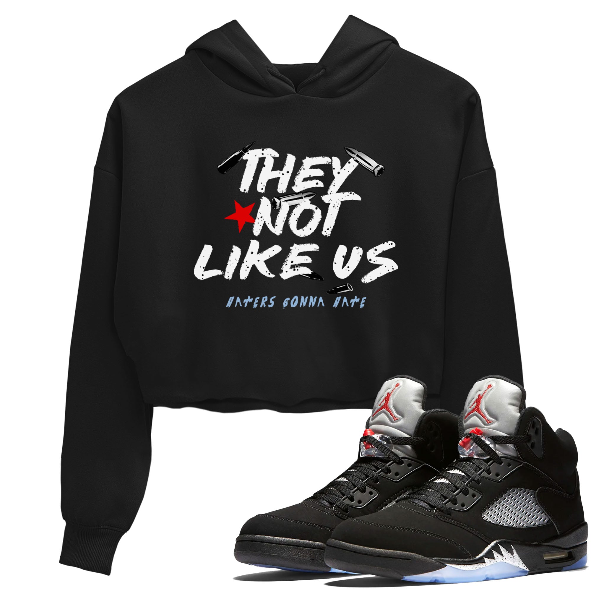 5s Black Metallic Reimagined shirts to match jordans They Not Like Us best t shirts to wear with jordans Air Jordan 5 Reimagined match shoes to clothes SNRT Sneaker Tees unisex cotton Black 1 crop tee