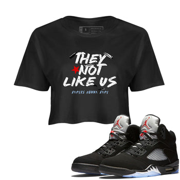 5s Black Metallic Reimagined shirts to match jordans They Not Like Us best t shirts to wear with jordans Air Jordan 5 Reimagined match shoes to clothes SNRT Sneaker Tees unisex cotton Black 1 crop tee