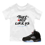 5s Black Metallic Reimagined shirts to match jordans They Not Like Us best t shirts to wear with jordans Air Jordan 5 Reimagined match shoes to clothes SNRT Sneaker Tees Youth Baby White 1 tee