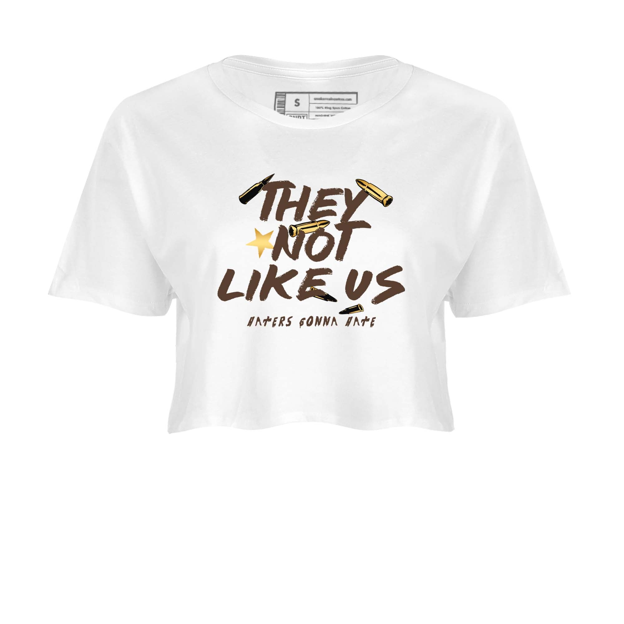 5s Golden Ticket shirts to match jordans  They Not Like Us shirts to match jordans Air Jordan 5 Golden Ticket match shoes to clothes SNRT Sneaker Tees unisex cotton White 2 crop tee