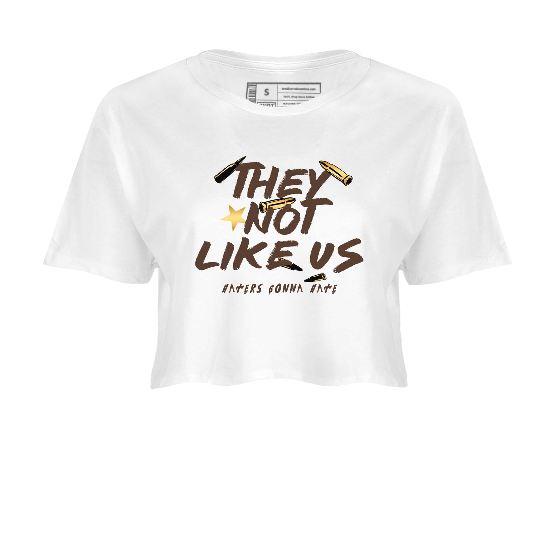 5s Golden Ticket shirts to match jordans  They Not Like Us shirts to match jordans Air Jordan 5 Golden Ticket match shoes to clothes SNRT Sneaker Tees unisex cotton White 2 crop tee