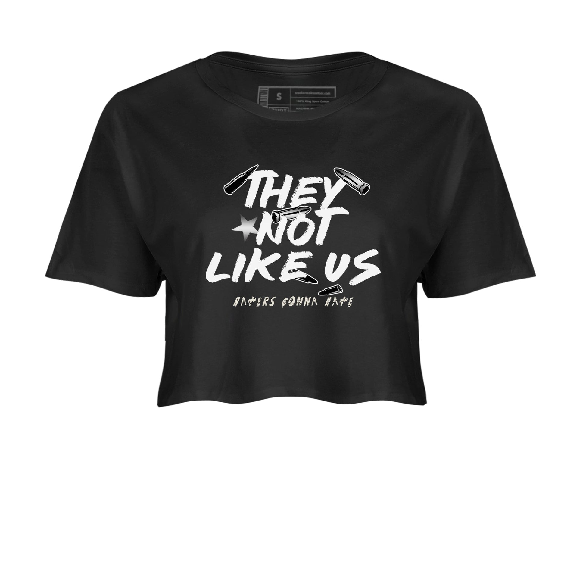 5s White Black shirts to match jordans They Not Like Us sneaker match tees Air Jordan 5 Retro White Black match shoes to clothes SNRT Sneaker Tees unisex cotton Black 2 crop tee