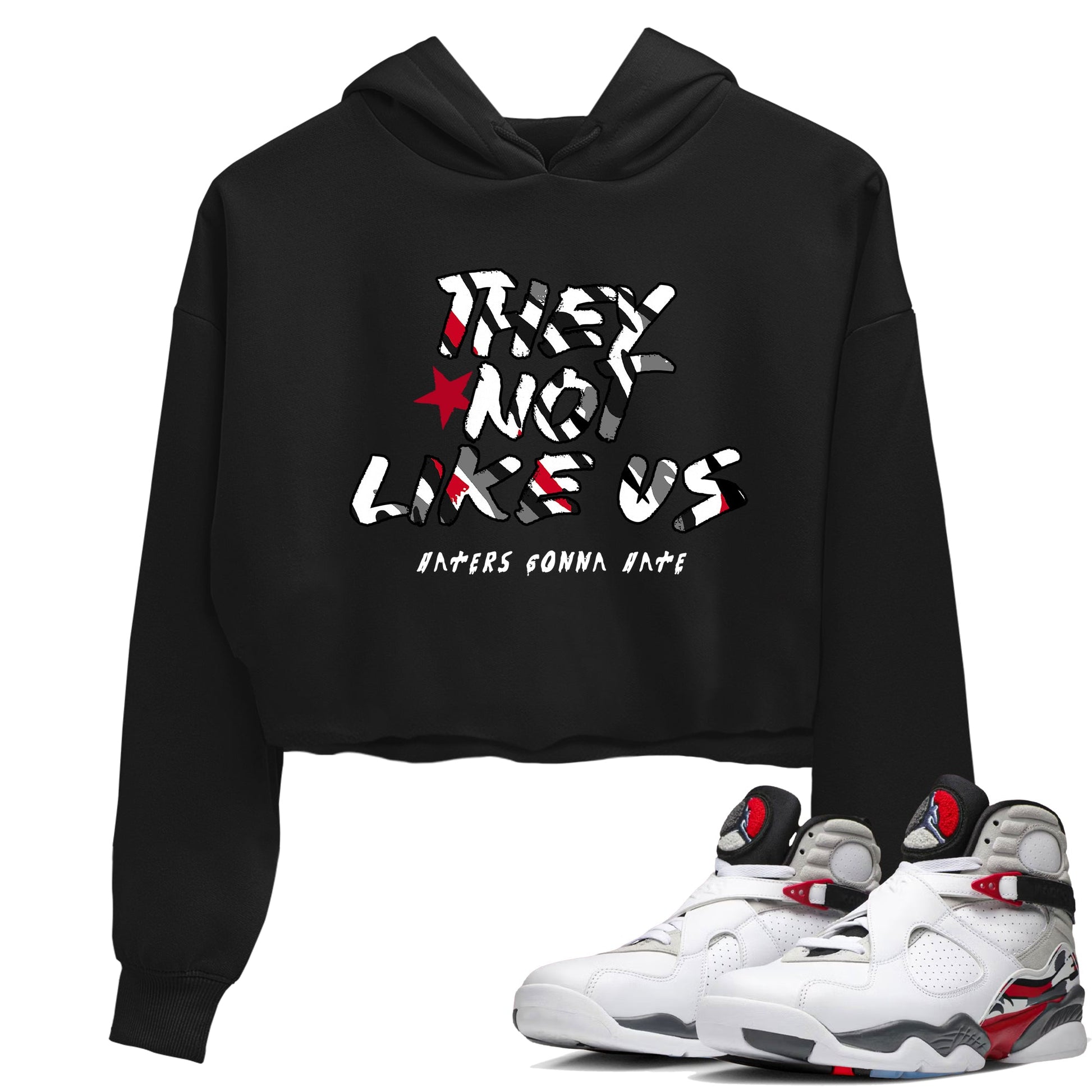 Sneaker match tees – Sneaker Tees To Match Air Jordan 8 Bunny Shoes Air Jordan 8 Bunny White and True Red – They Not Like Us Crop T-Shirt Black 1