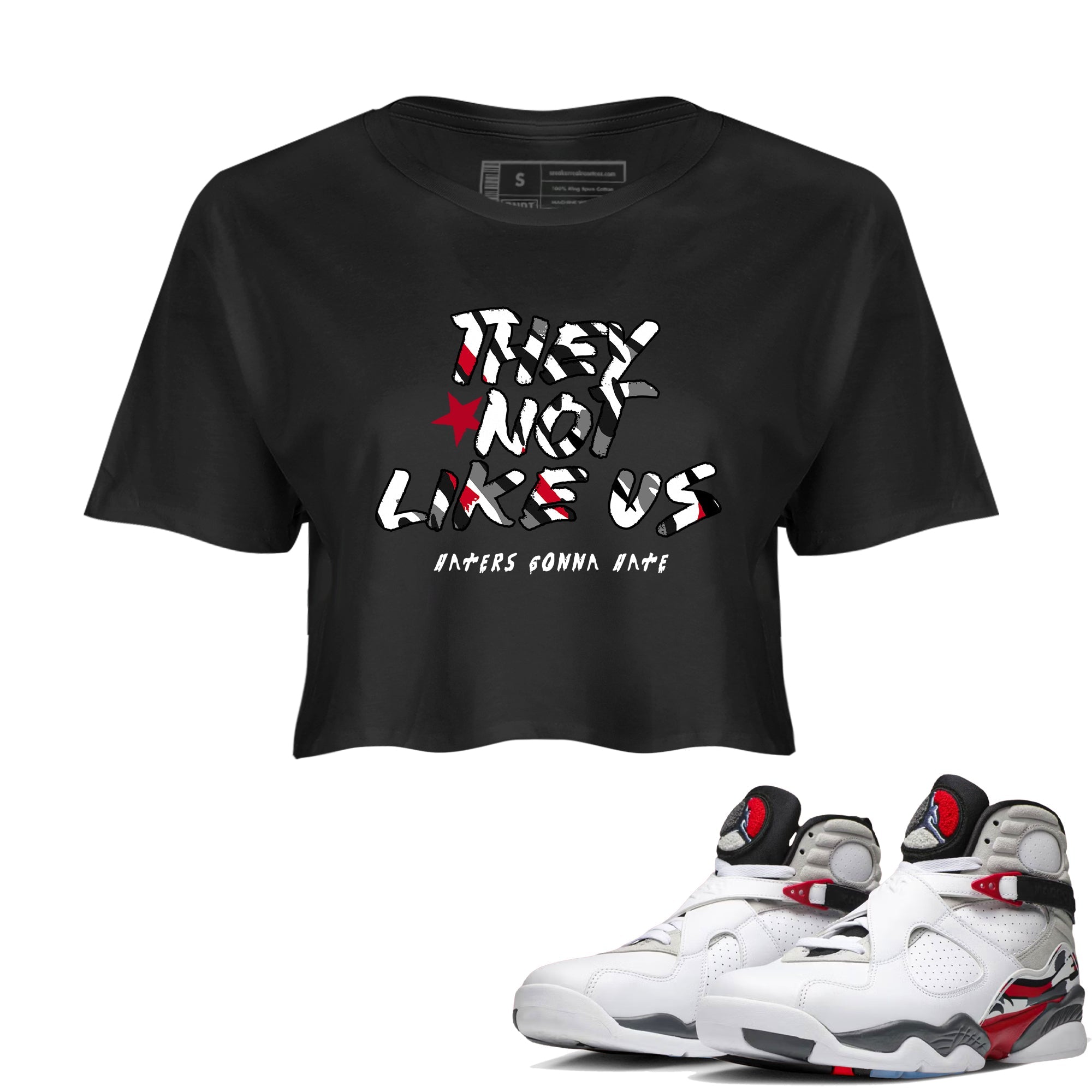 Sneaker match tees – Sneaker Tees To Match Air Jordan 8 Bunny Shoes Air Jordan 8 Bunny White and True Red – They Not Like Us Crop T-Shirt Black 1