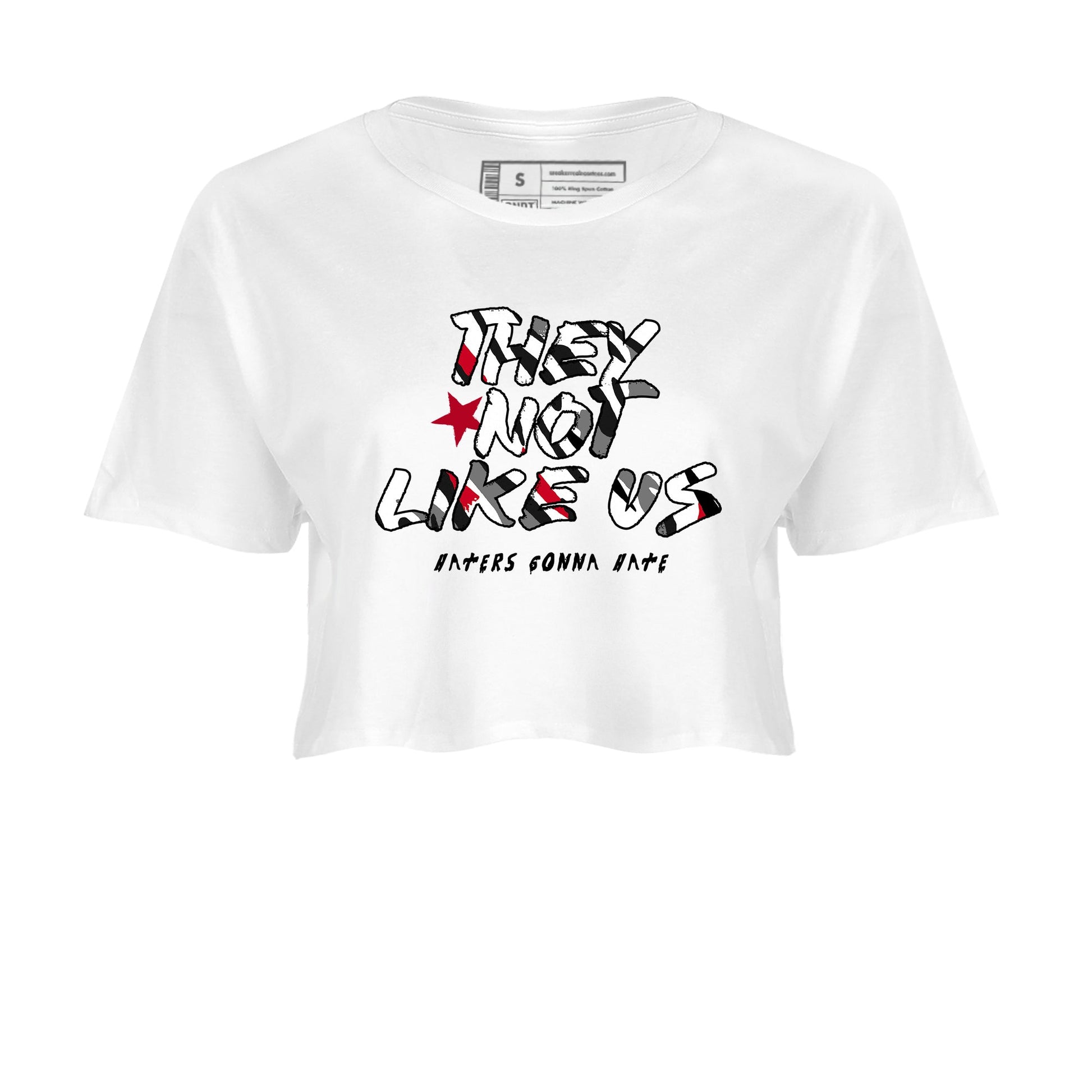 Sneaker match tees – Sneaker Tees To Match Air Jordan 8 Bunny Shoes Air Jordan 8 Bunny White and True Red – They Not Like Us Crop T-Shirt White 2