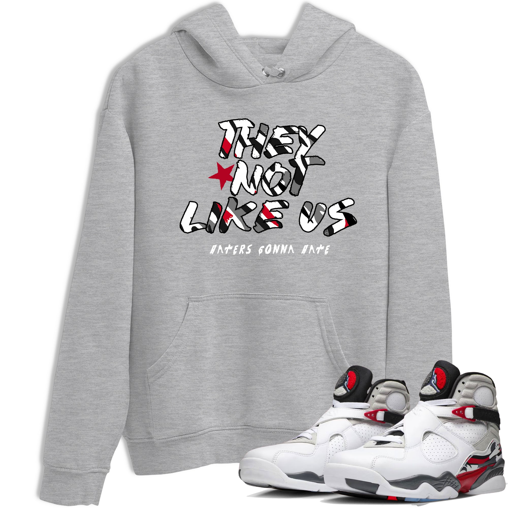 Sneaker match tees – Sneaker Tees To Match Air Jordan 8 Bunny Shoes Air Jordan 8 Bunny White and True Red – They Not Like Us Tee Heather Grey 1