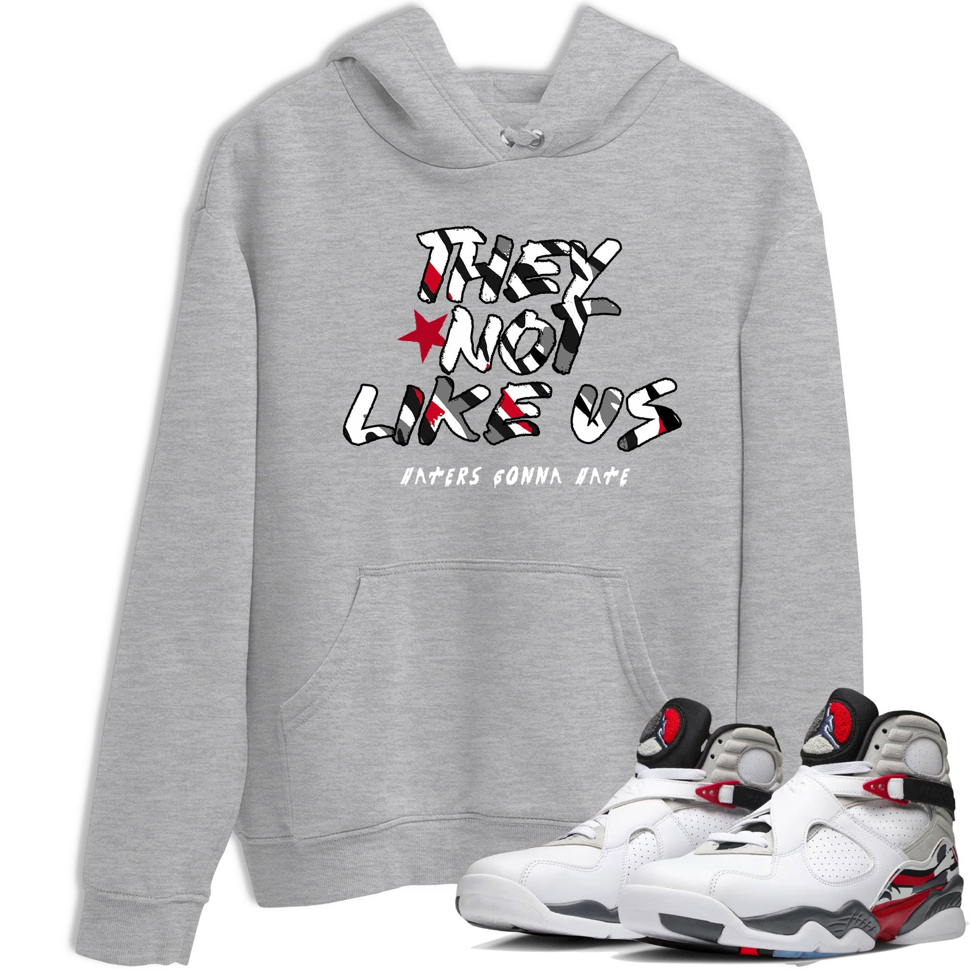 Sneaker match tees – Sneaker Tees To Match Air Jordan 8 Bunny Shoes Air Jordan 8 Bunny White and True Red – They Not Like Us Tee Heather Grey 1