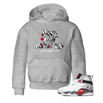 Sneaker match tees – Sneaker Tees To Match Air Jordan 8 Bunny Shoes Air Jordan 8 Bunny White and True Red – They Not Like Us Kids T-Shirt Heather Grey 1