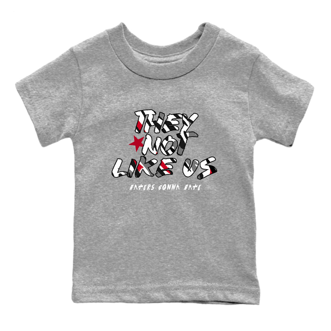 Sneaker match tees – Sneaker Tees To Match Air Jordan 8 Bunny Shoes Air Jordan 8 Bunny White and True Red – They Not Like Us Kids T-Shirt Heather Grey 2