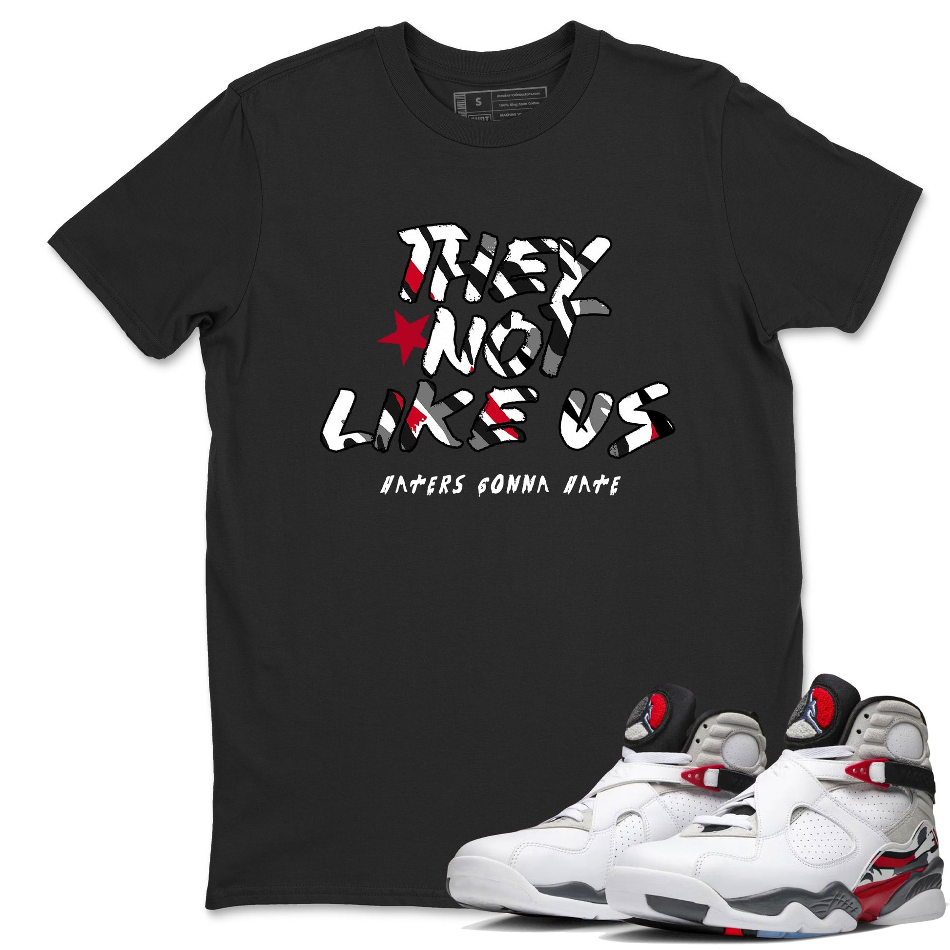Sneaker match tees – Sneaker Tees To Match Air Jordan 8 Bunny Shoes Air Jordan 8 Bunny White and True Red – They Not Like Us Tee Black 1