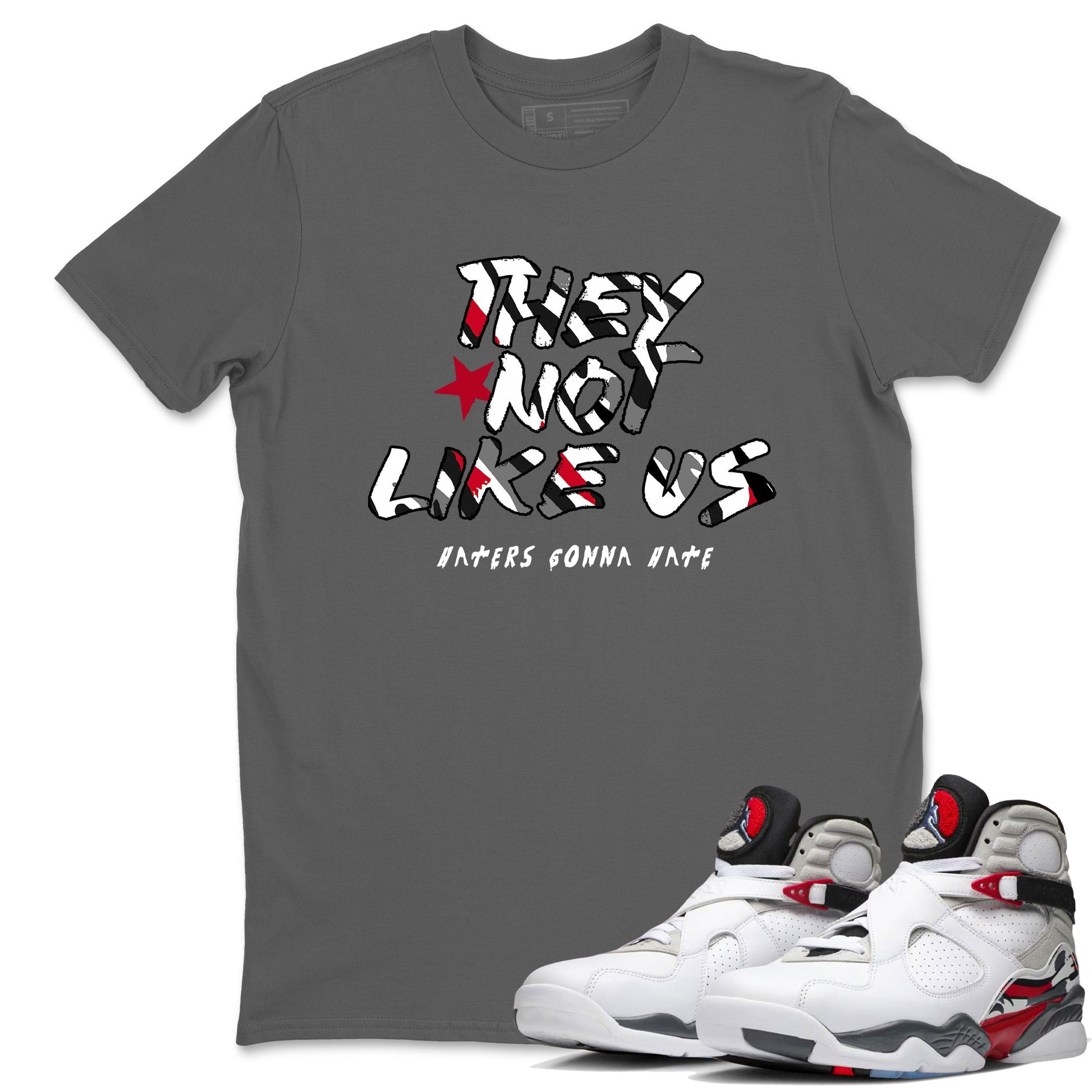 Sneaker match tees – Sneaker Tees To Match Air Jordan 8 Bunny Shoes Air Jordan 8 Bunny White and True Red – They Not Like Us Tee Cool Grey 1