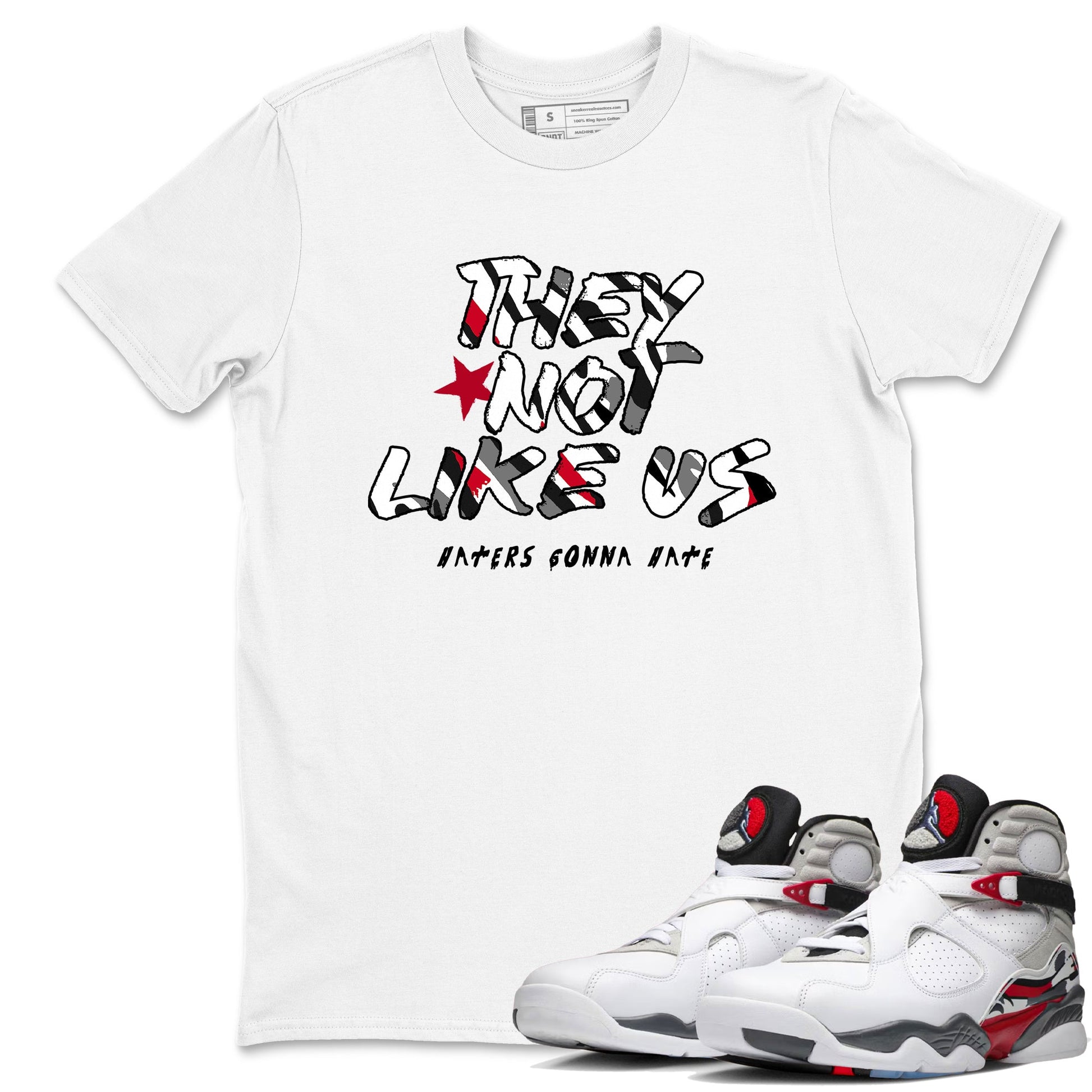 Sneaker match tees – Sneaker Tees To Match Air Jordan 8 Bunny Shoes Air Jordan 8 Bunny White and True Red – They Not Like Us Tee White 1