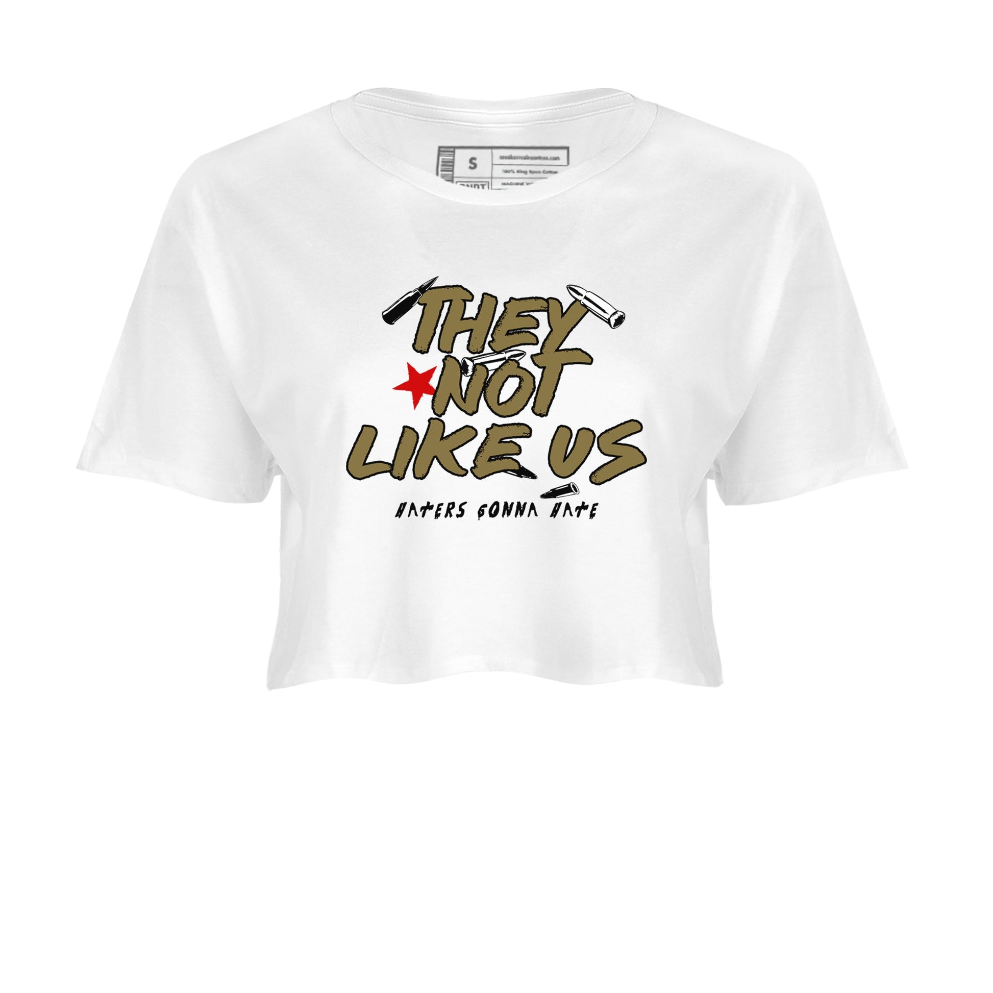 9s Olive shirts to match jordans They Not Like Us sneaker match tees Air Jordan 9 Olive match shoes to clothes SNRT Sneaker Tees unisex cotton White 2 crop tee