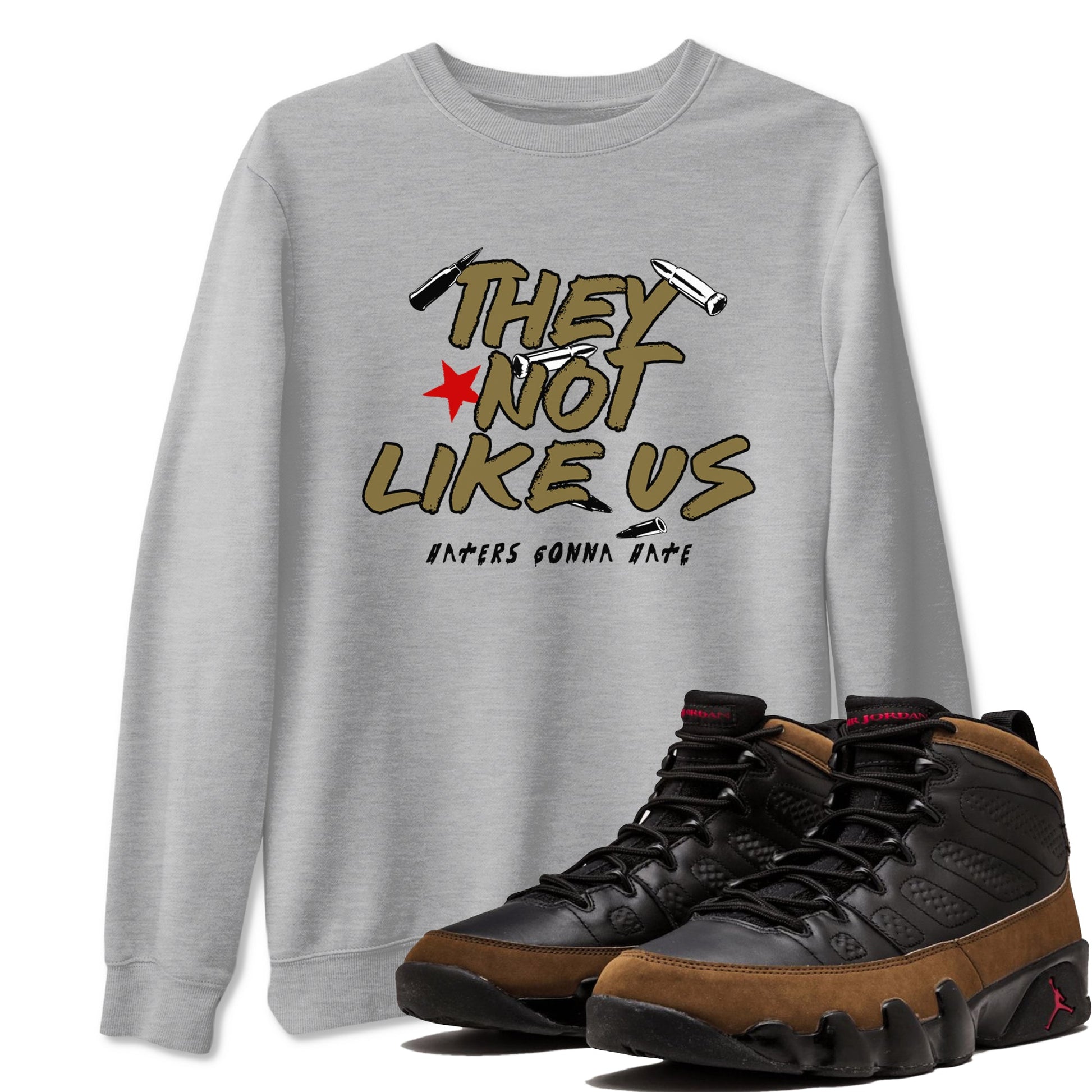 9s Olive shirts to match jordans They Not Like Us sneaker match tees Air Jordan 9 Olive match shoes to clothes SNRT Sneaker Tees unisex cotton Heather Grey 1 shirts