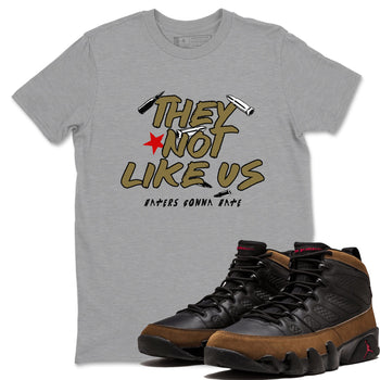 9s Olive shirts to match jordans They Not Like Us sneaker match tees Air Jordan 9 Olive match shoes to clothes SNRT Sneaker Tees unisex cotton Heather Grey 1 shirts