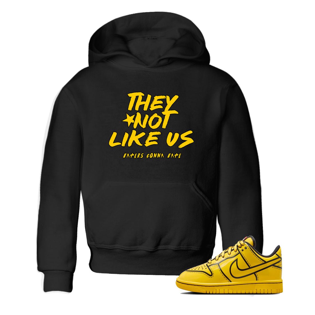 Sneaker match tees – Sneaker Tees To Match Dunk Tour Yellow Shoes – They Not Like Us Kids T-Shirt Black 1