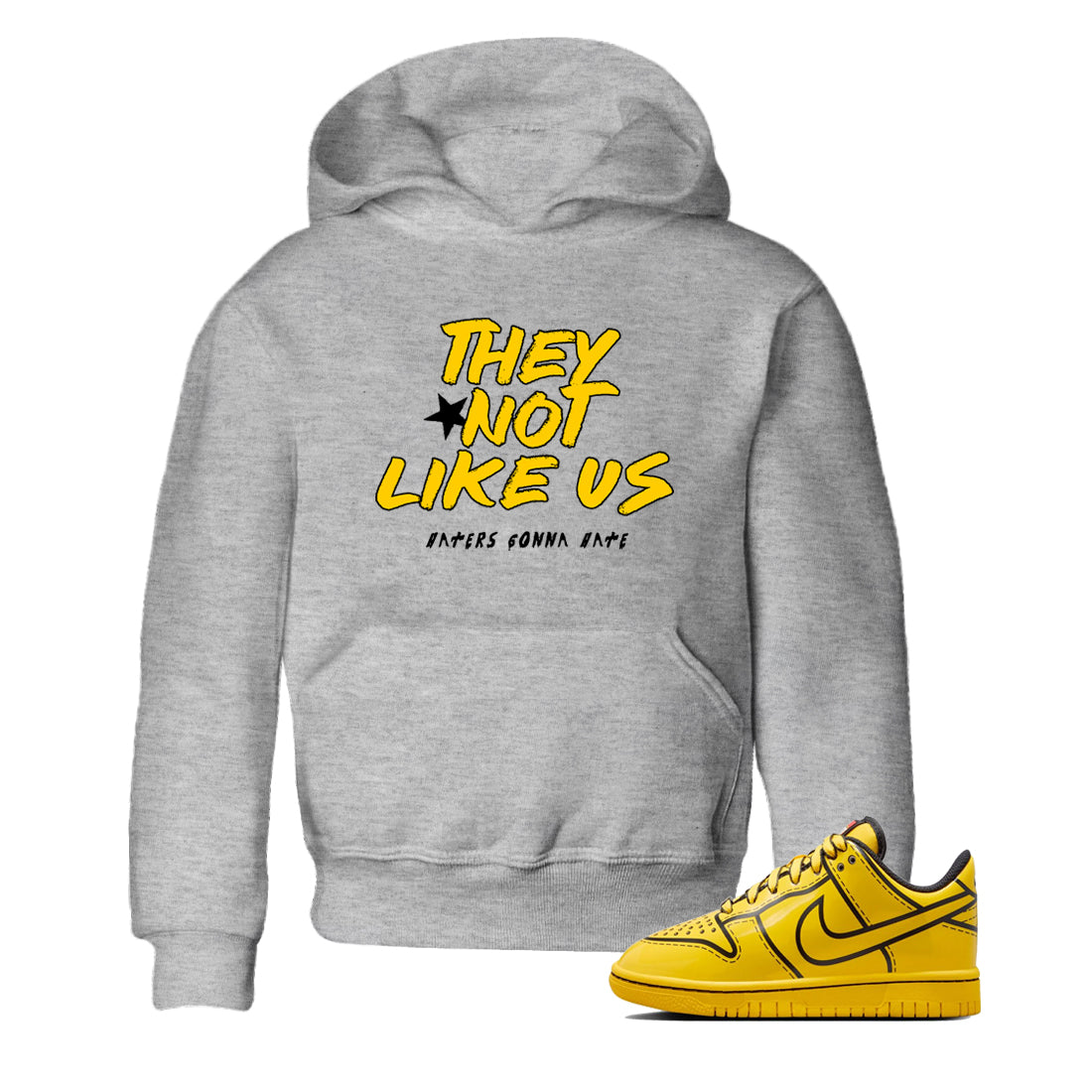 Sneaker match tees – Sneaker Tees To Match Dunk Tour Yellow Shoes – They Not Like Us Kids T-Shirt Heather Grey 1