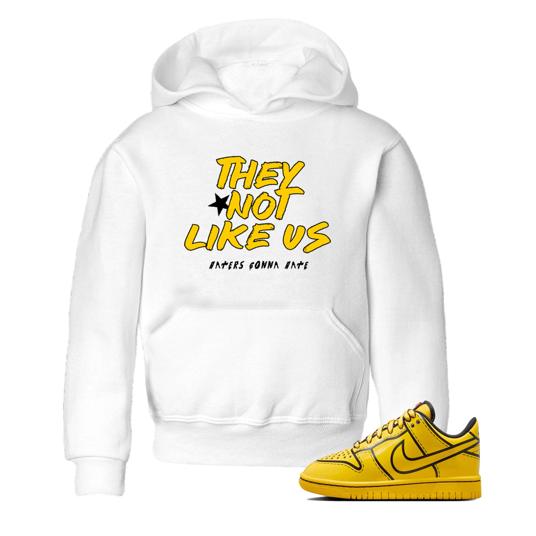 Sneaker match tees – Sneaker Tees To Match Dunk Tour Yellow Shoes – They Not Like Us Kids T-Shirt White 1