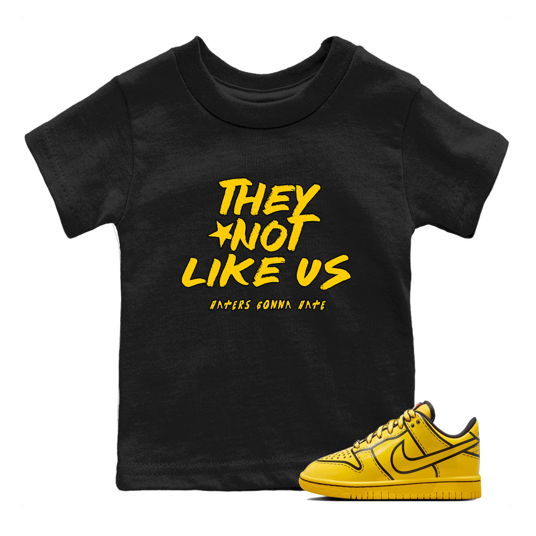 Sneaker match tees – Sneaker Tees To Match Dunk Tour Yellow Shoes – They Not Like Us Kids T-Shirt Black 1