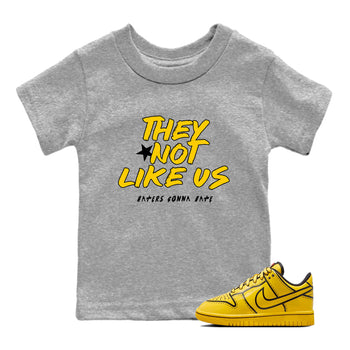 Sneaker match tees – Sneaker Tees To Match Dunk Tour Yellow Shoes – They Not Like Us Kids T-Shirt Heather Grey 1