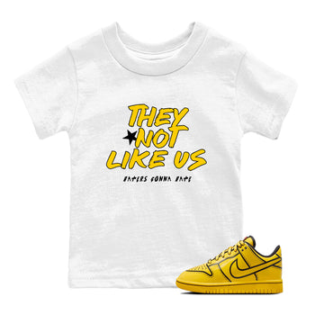Sneaker match tees – Sneaker Tees To Match Dunk Tour Yellow Shoes – They Not Like Us Kids T-Shirt White 1