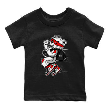 1s Black Toe Reimagined shirts to match jordans Thief Bear sneaker match tees Air Jordan 1 Black Toe Reimagined SNRT Sneaker Release Tees Youth Baby Black 2 crew neck shirts