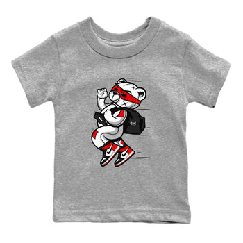 1s Black Toe Reimagined shirts to match jordans Thief Bear sneaker match tees Air Jordan 1 Black Toe Reimagined SNRT Sneaker Release Tees Youth Baby Heather Grey 2 crew neck shirts