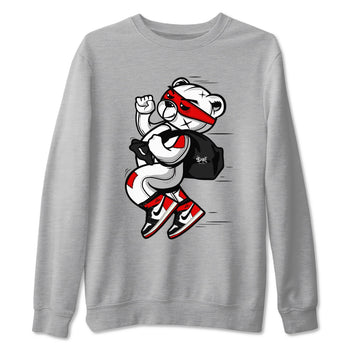 1s Black Toe Reimagined shirts to match jordans Thief Bear sneaker match tees Air Jordan 1 Black Toe Reimagined SNRT Sneaker Release Tees unisex cotton Heather Grey 2 crew neck shirts