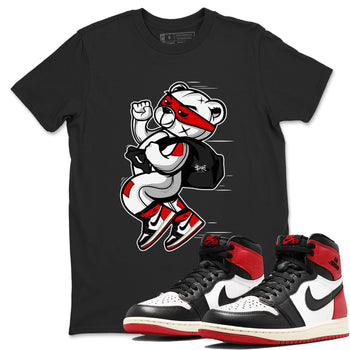 1s Black Toe Reimagined shirts to match jordans Thief Bear sneaker match tees Air Jordan 1 Black Toe Reimagined SNRT Sneaker Release Tees unisex cotton Black 1 crew neck shirts