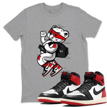1s Black Toe Reimagined shirts to match jordans Thief Bear sneaker match tees Air Jordan 1 Black Toe Reimagined SNRT Sneaker Release Tees unisex cotton Heather Grey 1 crew neck shirts