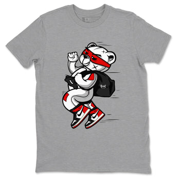 1s Black Toe Reimagined shirts to match jordans Thief Bear sneaker match tees Air Jordan 1 Black Toe Reimagined SNRT Sneaker Release Tees unisex cotton Heather Grey 2 crew neck shirts