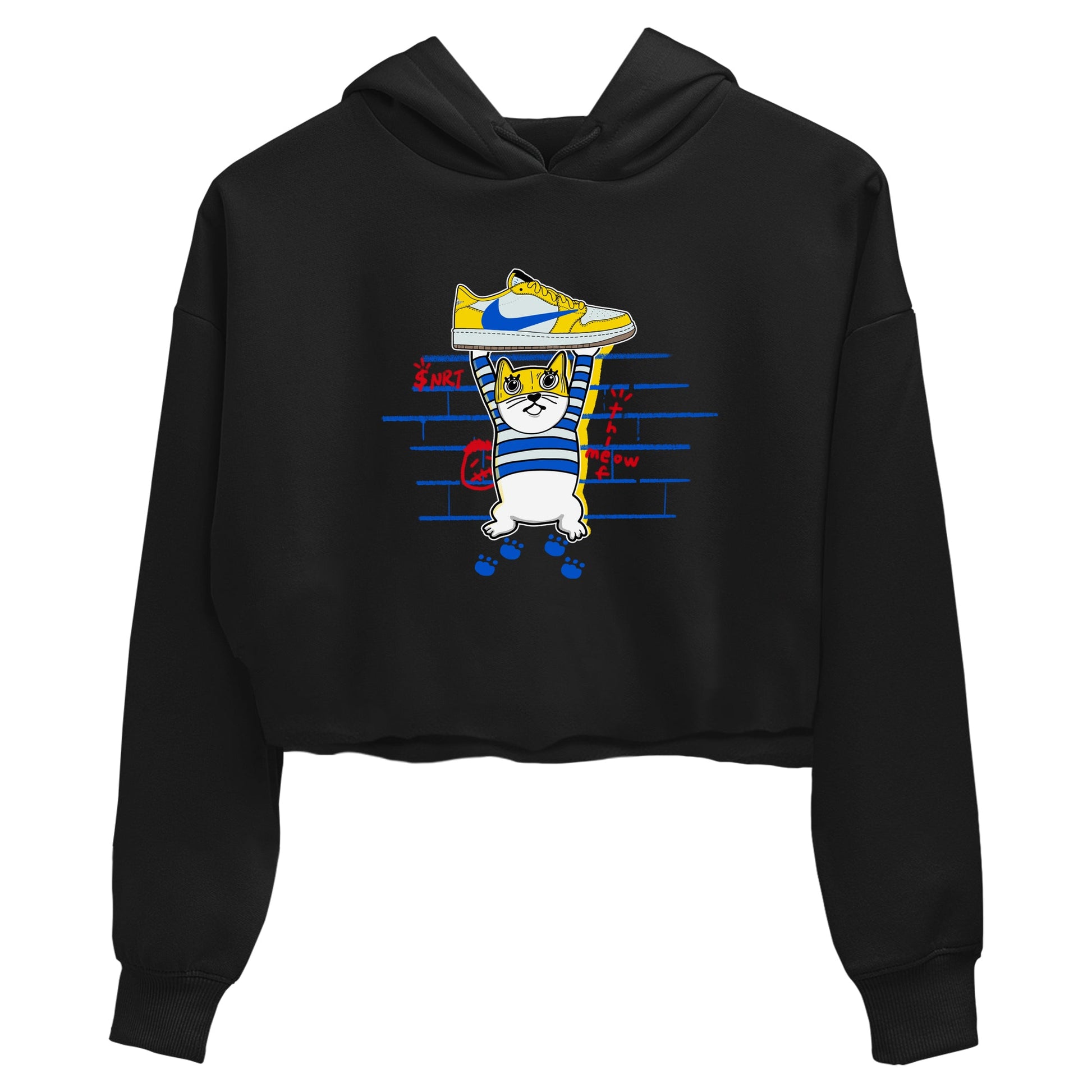 Air Jordan 1 Travis x Scott x Canary shirt to match jordans Thief Cat sneaker tees Air Jordan 1 Travis Scott Canary SNRT Sneaker Release Tees Black 2 crop length shirt