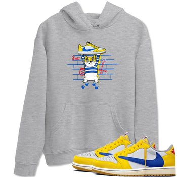 Air Jordan 1 Travis x Scott x Canary shirt to match jordans Thief Cat sneaker tees Air Jordan 1 Travis Scott Canary SNRT Sneaker Release Tees unisex cotton Heather Grey 1 crew neck shirt