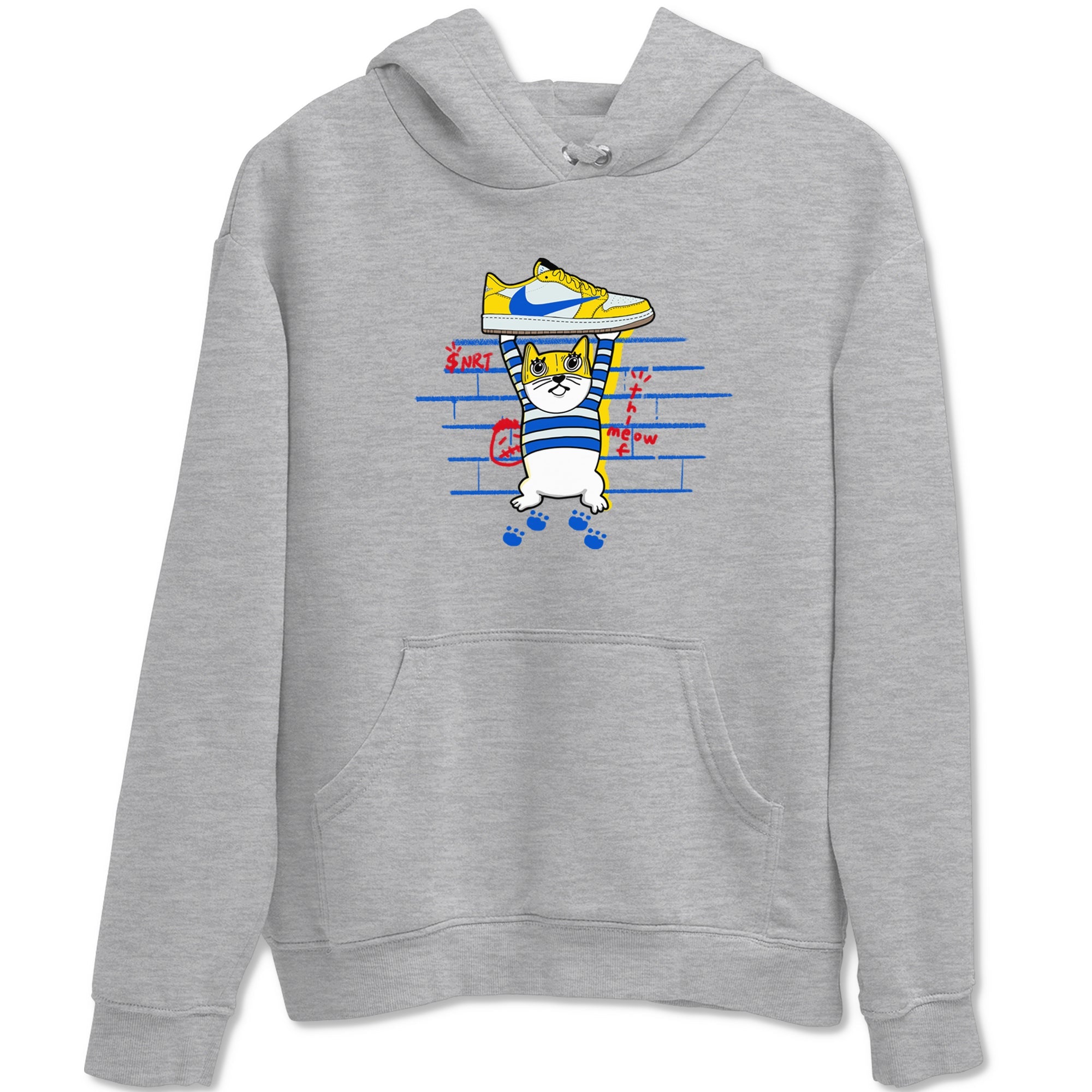 Air Jordan 1 Travis x Scott x Canary shirt to match jordans Thief Cat sneaker tees Air Jordan 1 Travis Scott Canary SNRT Sneaker Release Tees unisex cotton Heather Grey 2 crew neck shirt