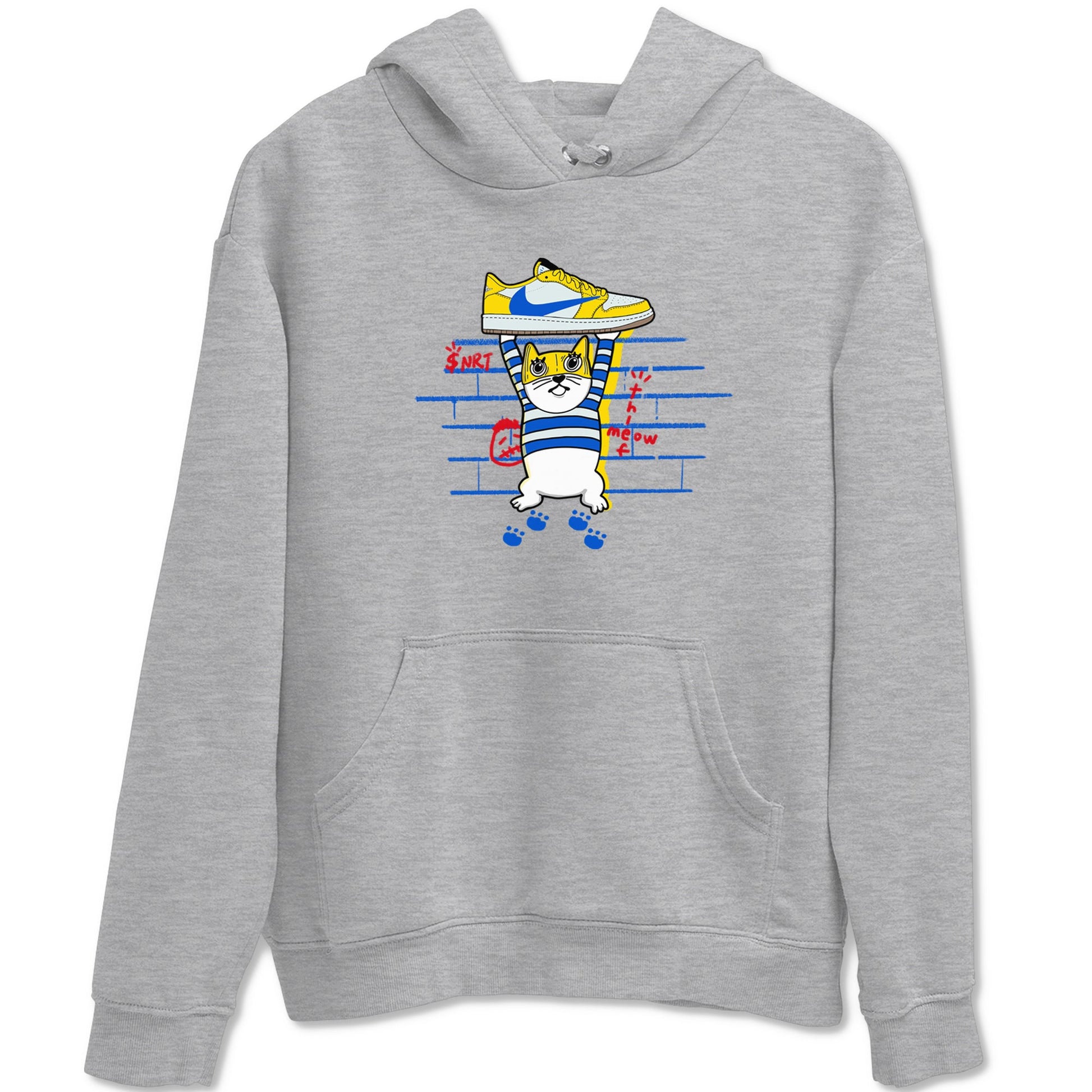 Air Jordan 1 Travis x Scott x Canary shirt to match jordans Thief Cat sneaker tees Air Jordan 1 Travis Scott Canary SNRT Sneaker Release Tees unisex cotton Heather Grey 2 crew neck shirt