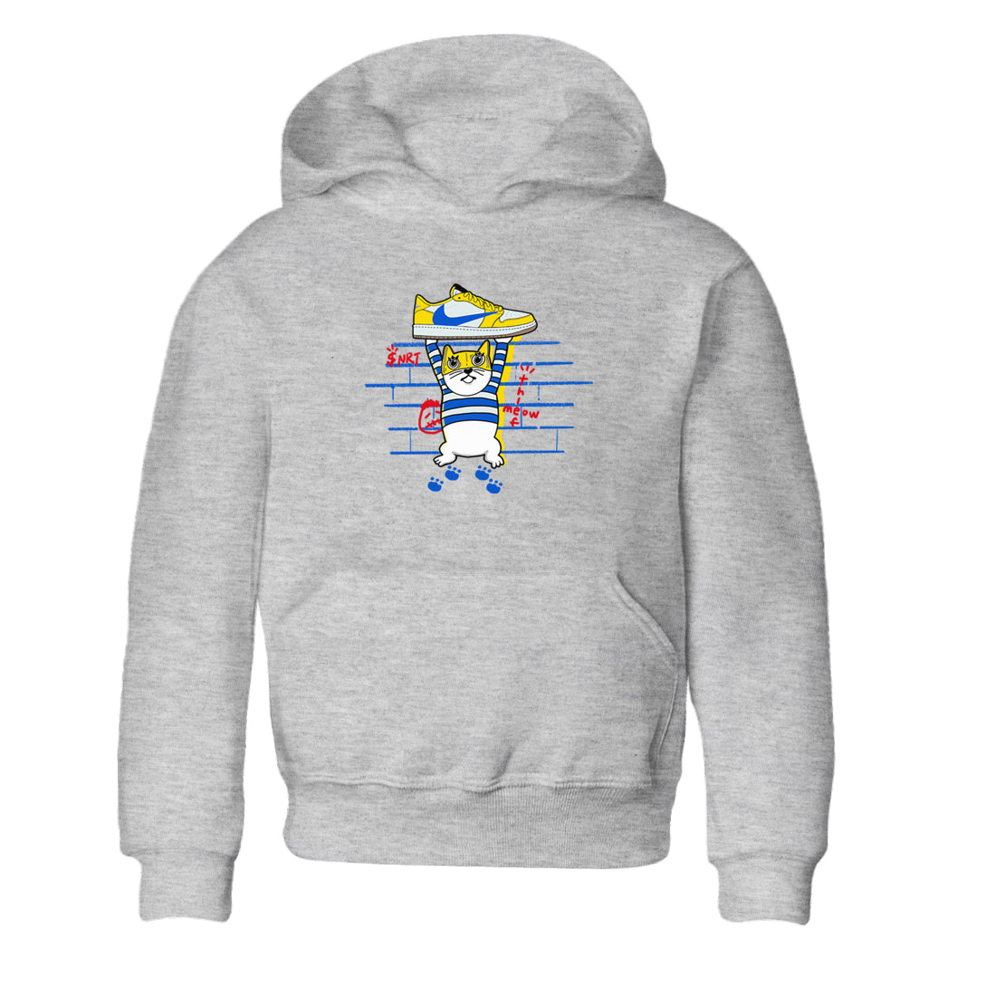 Air Jordan 1 Travis x Scott x Canary shirt to match jordans Thief Cat sneaker tees Air Jordan 1 Travis Scott Canary SNRT sneaker release tees baby toddler Heather Grey 2 cotton Shirt