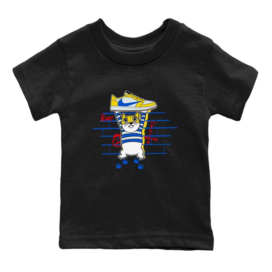 Air Jordan 1 Travis x Scott x Canary shirt to match jordans Thief Cat sneaker tees Air Jordan 1 Travis Scott Canary SNRT sneaker release tees baby toddler Black 2 cotton Shirt