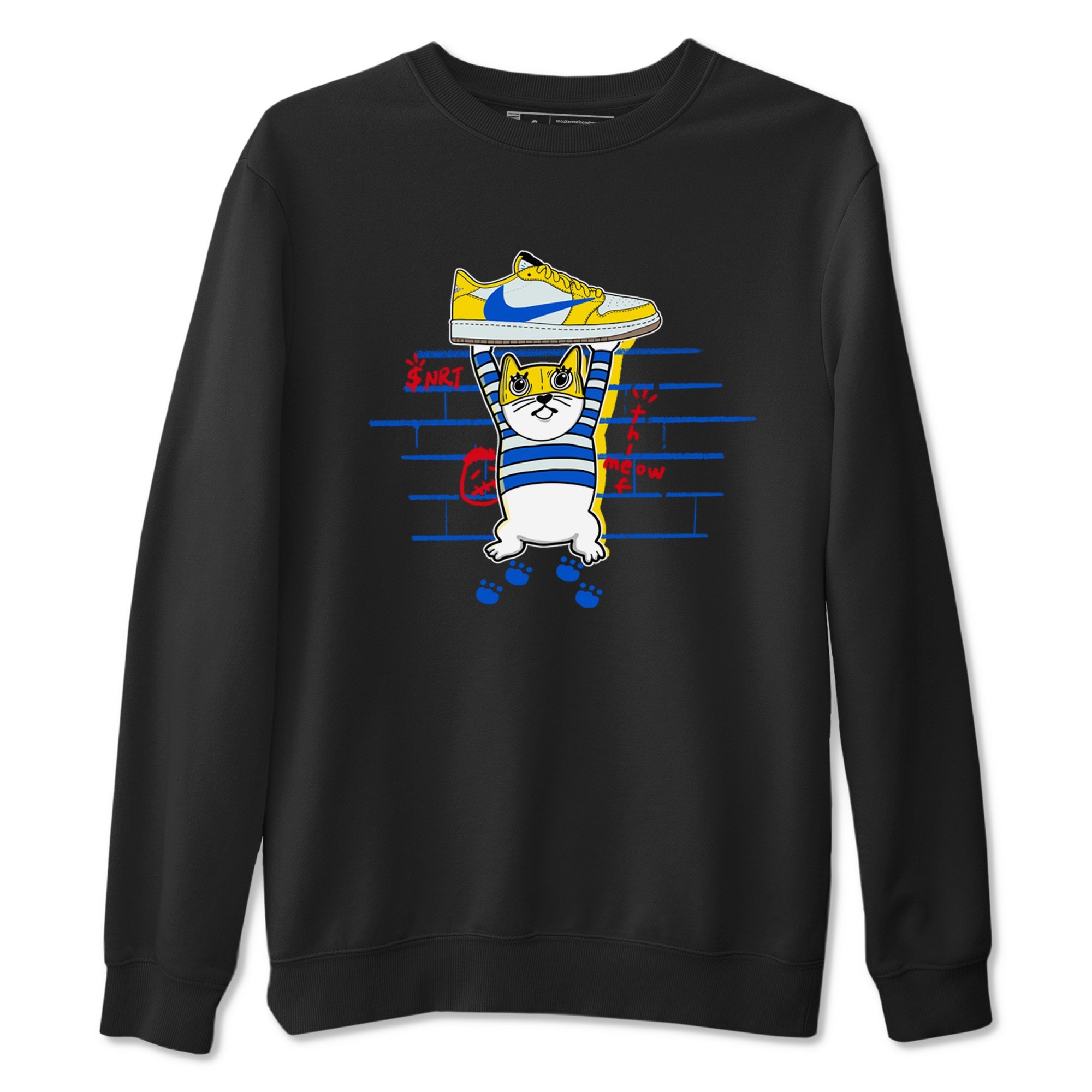 Air Jordan 1 Travis x Scott x Canary shirt to match jordans Thief Cat sneaker tees Air Jordan 1 Travis Scott Canary SNRT Sneaker Release Tees unisex cotton Black 2 crew neck shirt