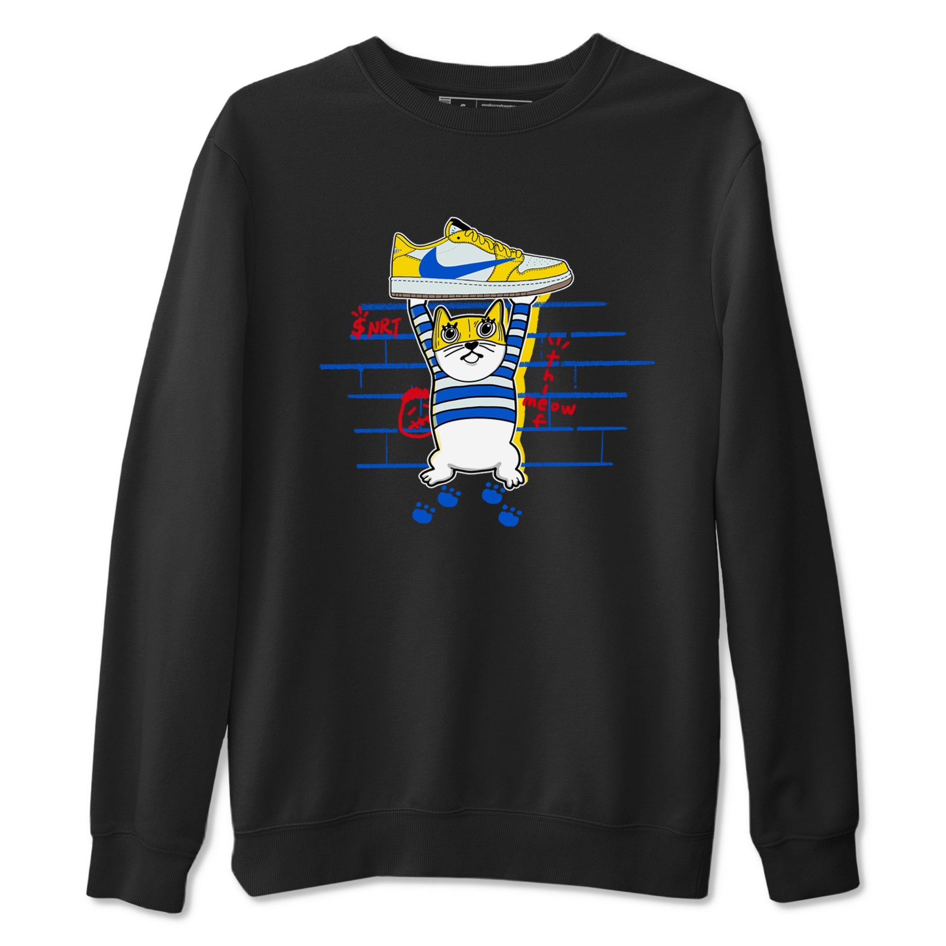 Air Jordan 1 Travis x Scott x Canary shirt to match jordans Thief Cat sneaker tees Air Jordan 1 Travis Scott Canary SNRT Sneaker Release Tees unisex cotton Black 2 crew neck shirt