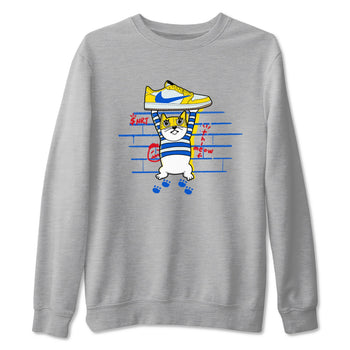 Air Jordan 1 Travis x Scott x Canary shirt to match jordans Thief Cat sneaker tees Air Jordan 1 Travis Scott Canary SNRT Sneaker Release Tees unisex cotton Heather Grey 2 crew neck shirt