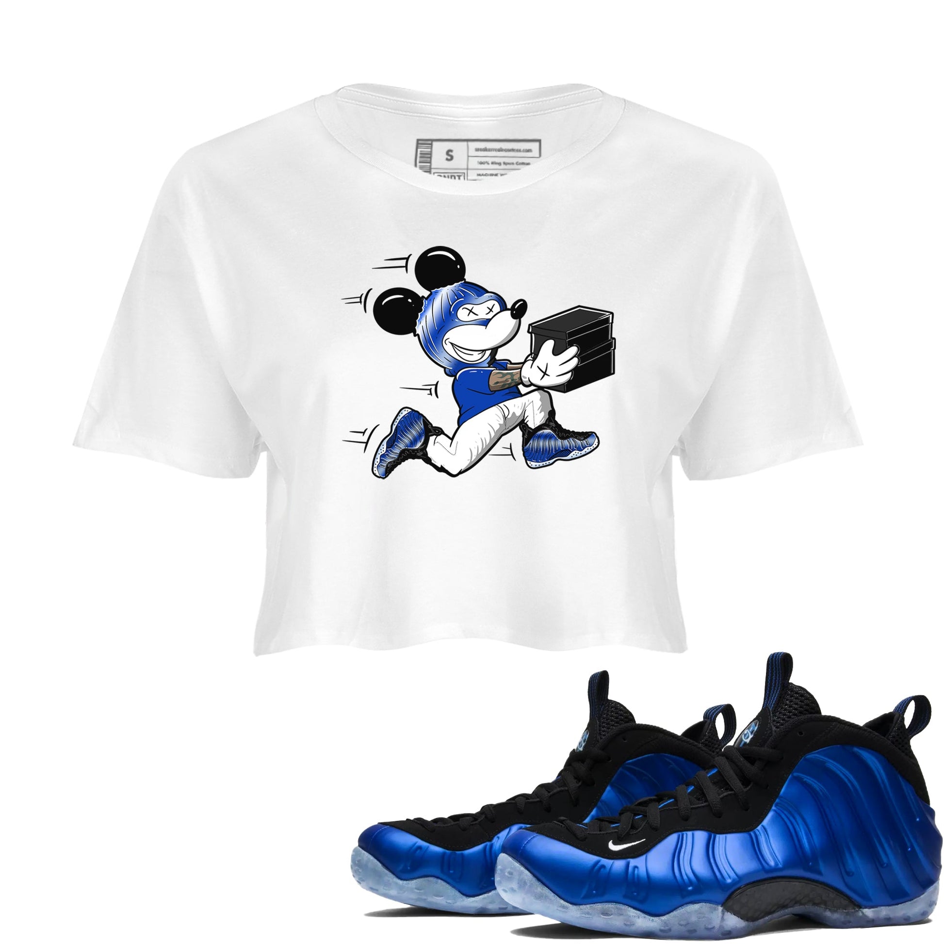 Air Foamposite One Royal shirts to match jordans Thief Mouse sneaker match tees Foams One Royal match shoes to clothes SNRT Sneaker Tees unisex cotton White 1 crop tee
