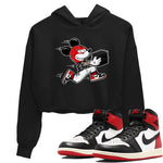 1s Black Toe Reimagined shirts to match jordans Thief Mouse sneaker match tees Air Jordan 1 Black Toe Reimagined SNRT Sneaker Release Tees unisex cotton Black 1 Crop Shirts