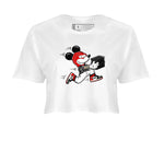 1s Black Toe Reimagined shirts to match jordans Thief Mouse sneaker match tees Air Jordan 1 Black Toe Reimagined SNRT Sneaker Release Tees unisex cotton White 2 Crop Shirts