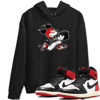 1s Black Toe Reimagined shirts to match jordans Thief Mouse sneaker match tees Air Jordan 1 Black Toe Reimagined SNRT Sneaker Release Tees unisex cotton Black 1 crew neck shirts