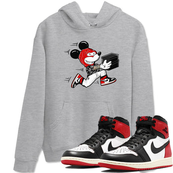 1s Black Toe Reimagined shirts to match jordans Thief Mouse sneaker match tees Air Jordan 1 Black Toe Reimagined SNRT Sneaker Release Tees unisex cotton Heather Grey 1 crew neck shirts