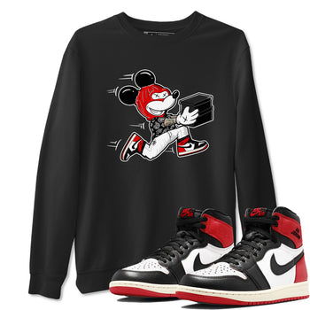 1s Black Toe Reimagined shirts to match jordans Thief Mouse sneaker match tees Air Jordan 1 Black Toe Reimagined SNRT Sneaker Release Tees unisex cotton Black 1 crew neck shirts